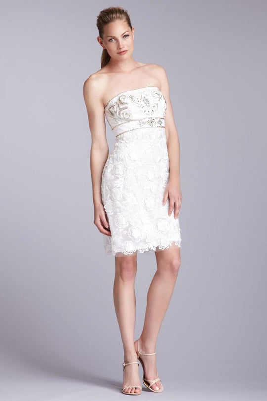 Sue Wong - Strapless Embroidered Cocktail Dress N1216 in White