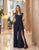 Daymor Couture - 1063 V-Neckline Long Jumpsuit In Blue
