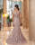 Daymor Couture - 1066 Embroidered Cap Sleeves Trumpet Gown In Pink
