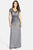 Adrianna Papell - Bejeweled Short Sleeve Empire Waist Gown 91904770 in Blue and Silver