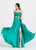 Ashley Lauren - 1069 Gold Beaded Pleated Sweetheart A-line Dress in Green