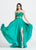 Ashley Lauren - 1069 Gold Beaded Pleated Sweetheart A-line Dress in Green