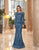 Daymor Couture - 1070 Embroidered Lace Bateau Trumpet Gown In Blue