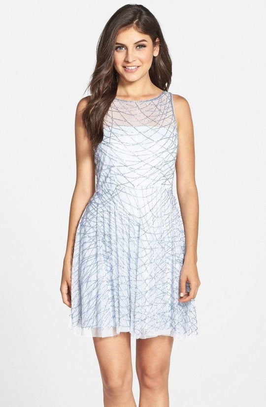 Adrianna Papell - 41906620 Illusion Jewel Beaded Dress in Blue