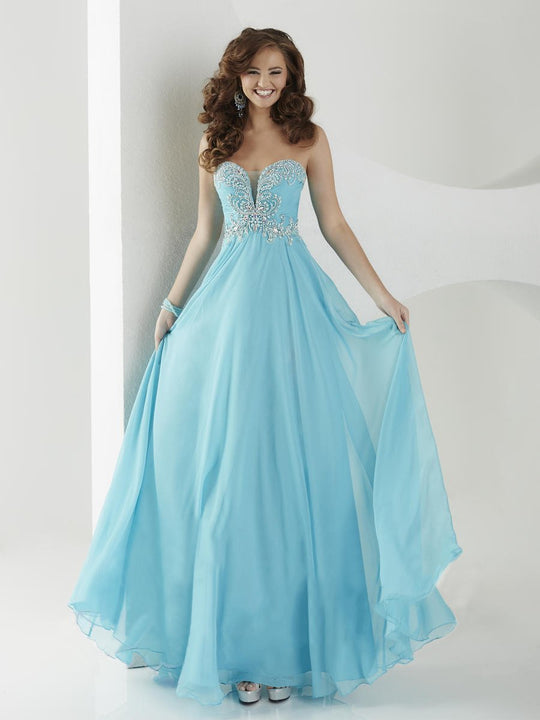 Tiffany Homecoming - Embellished Strapless A-line Dress 16144 In Blue