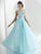 Tiffany Homecoming - Exquisitely Accented Bateau Illusion Evening Gown 16184 In Blue