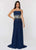 Ashley Lauren - 1078 Strapless Beaded Belt Evening Dress in Blue
