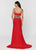 Ashley Lauren - 1078 Strapless Beaded Belt Evening Dress in Red