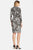 Adrianna Papell - 14244070 Contrast Print Faux Wrap Dress in Black and White