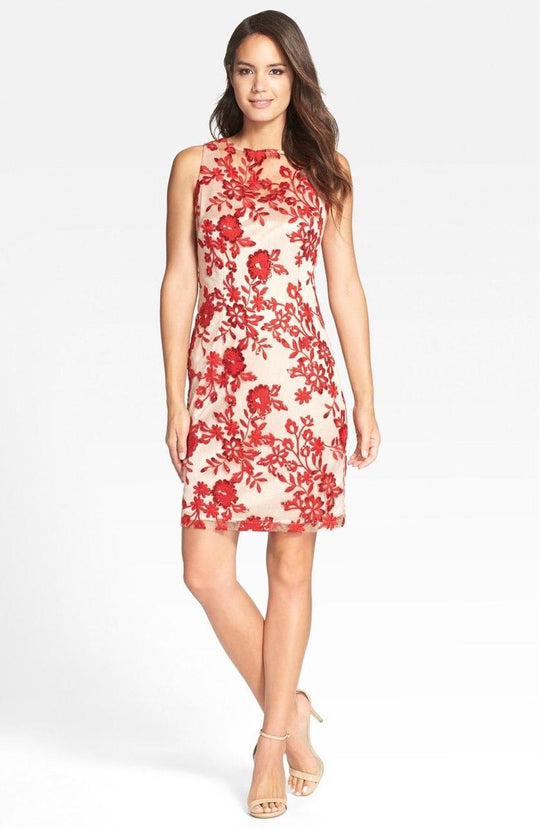 Joanna Chen - Sequined Floral Cocktail Dress JC1259 in Orange