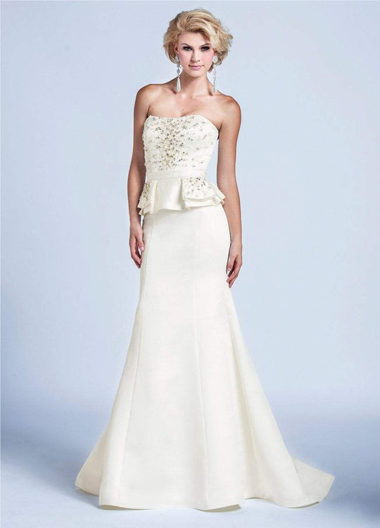 Ashley Lauren - 1084 Bedazzled Semi-Sweetheart Mermaid Dress in White