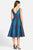 Adrianna Papell - 41889270 Tea-Length Jacquard Floral Print Dress in Blue and Green