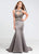 Ashley Lauren - 1086 Rhinestone Beaded Bateau Mermaid Dress With Train in Silver