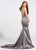 Ashley Lauren - 1086 Rhinestone Beaded Bateau Mermaid Dress With Train in Silver