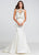 Ashley Lauren - 1086 Rhinestone Beaded Bateau Mermaid Dress With Train in White