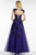 Alyce Paris - 5755 Beaded Lace Illusion Bateau A-line Dress In Purple and Black