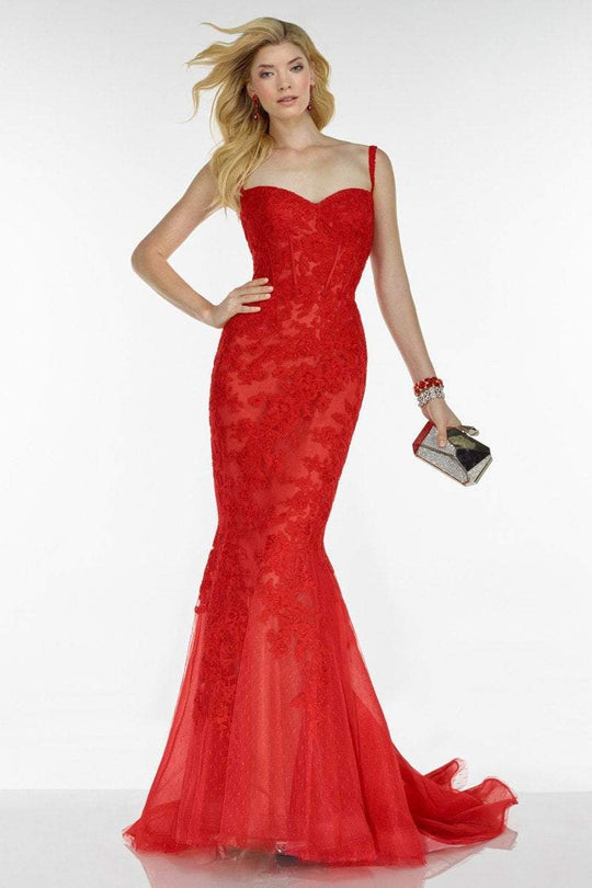Alyce Paris - 5780 Sleeveless Lace Sweetheart Mermaid Dress In Red