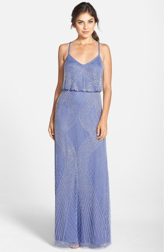 Adrianna Papell - Embellished Blouson Dress 91910180 in Purple and Blue