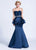Ashley Lauren - 1092 Asymmetrical Peplum Evening Dress in Blue