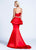 Ashley Lauren - 1092 Asymmetrical Peplum Evening Dress in Red