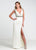 Ashley Lauren - 1094 Rhinestone Beaded Deep V-neck Column Dress in White