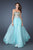 18556 Glossy Strapless Straight Across Neckline Gown