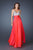 La Femme - 18669 Iridescent Stone Encrusted V-Neck A-Line Gown In Red