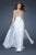 La Femme - 18669 Iridescent Stone Encrusted V-Neck A-Line Gown In White