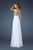 La Femme - 18669 Iridescent Stone Encrusted V-Neck A-Line Gown In White