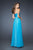 La Femme - 18870 Crystal Ornate Strapless Sweetheart Evening Gown in Blue