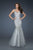 La Femme - 18156 Sequined V-neck Trumpet Dress in Silver