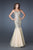 La Femme - 18156 Sequined V-neck Trumpet Dress in Light Gold