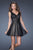 La Femme - 19403 Sequined V-neck Chiffon A-line Dress In Black