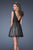 La Femme - 19403 Sequined V-neck Chiffon A-line Dress In Black