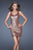 La Femme - 19423 Gilded V-Neck Embellished Cocktail Dress In Gold