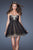 La Femme - 19457 Floral Applique Ruffled A-line Dress in Black and Neutral