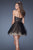 La Femme - 19457 Floral Applique Ruffled A-line Dress in Black and Neutral