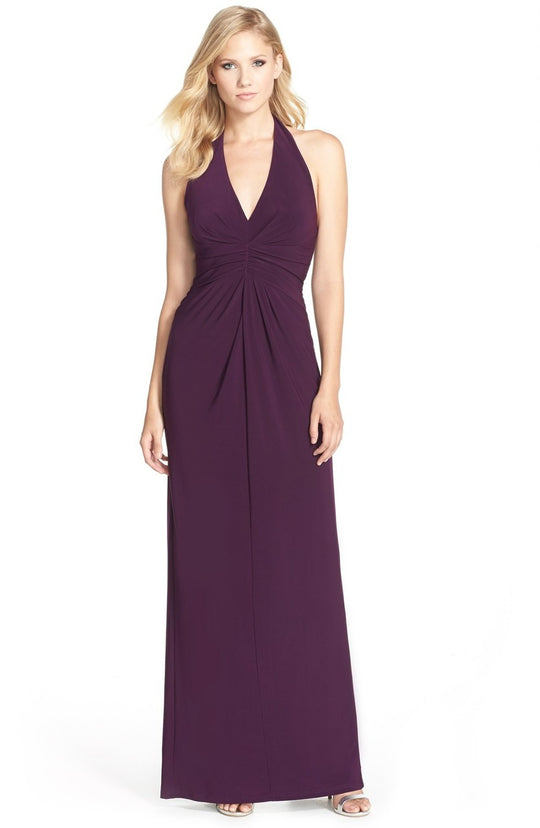 Adrianna Papell - 191915320 Ruched Jersey Halter Dress in Purple