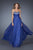 La Femme - 19543 Crystal Embellished Sweetheart Chiffon Dress In Blue