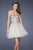 La Femme - 19748 Sequined Tulle A-line Dress in White and Gold