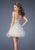 La Femme - 19748 Sequined Tulle A-line Dress in White and Gold