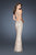 La Femme - 18559 Ornate V-Neck Open Back Evening Gown In Neutral and Gold