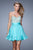 La Femme - 21202 Strapless Embroidered Chiffon Dress in Blue and Green
