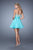 La Femme - 21202 Strapless Embroidered Chiffon Dress in Blue and Green