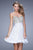 La Femme - 21202 Strapless Embroidered Chiffon Dress in White