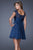 La Femme - 20624 Bejeweled Lace A-line Dress In Navy