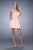 La Femme - 21881 Embroidered Lace Satin A-line Dress In Pink and White