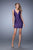 La Femme - 22102 Ruched V-neck Satin Dress in Purple