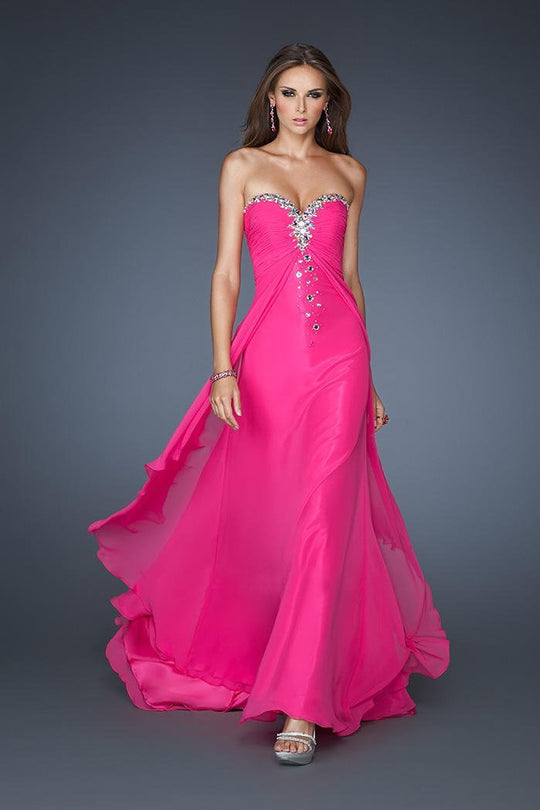 GiGi - 18856 Jeweled Sweetheart A-line Dress in Pink