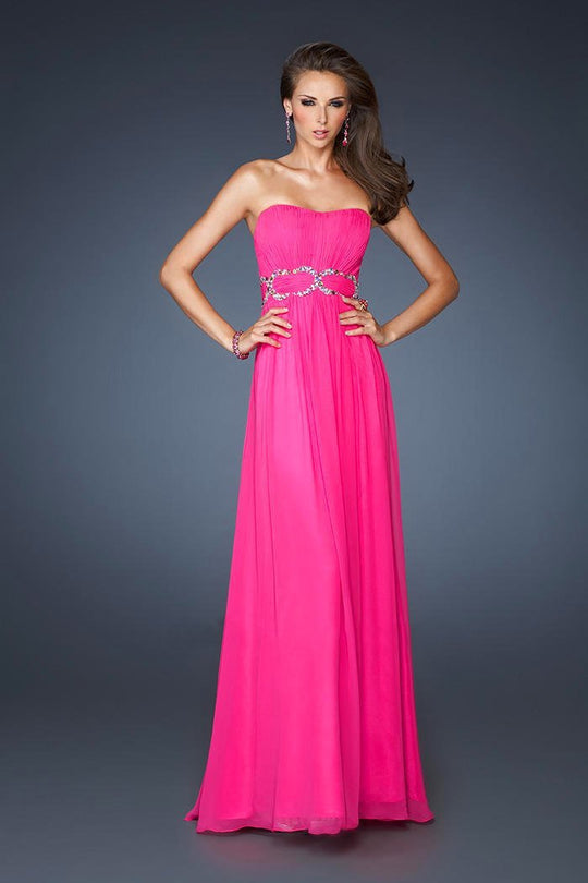GiGi - 18953 Bead Embellished Chiffon A-line Dress In Pink